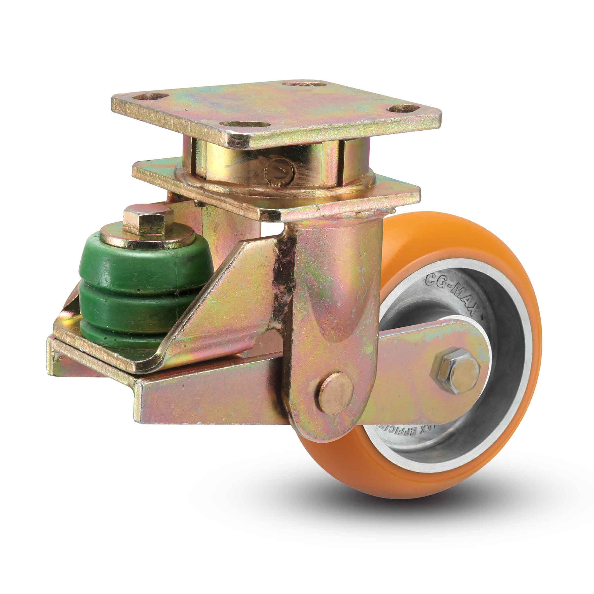 Shock-Absorbing 8"x2" MAX-Efficiency Orange Poly-Spring Caster with 4"