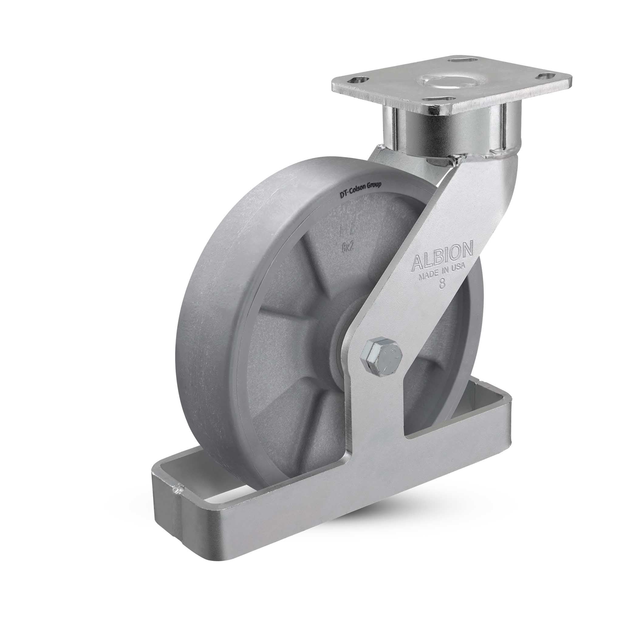 8"x2" USA Ergonomic Swivel Caster with Nylon Wheel, Toe Guard, and 4"x