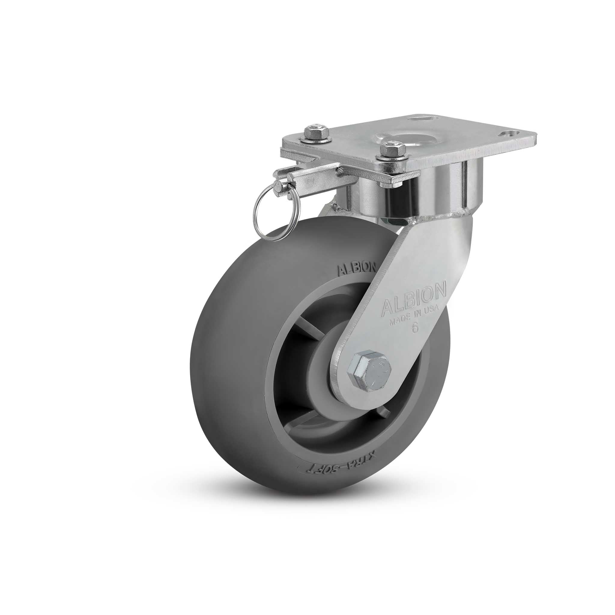 6"x2" USA Ergonomic Swivel Caster with Performance Rubber Donut Wheel
