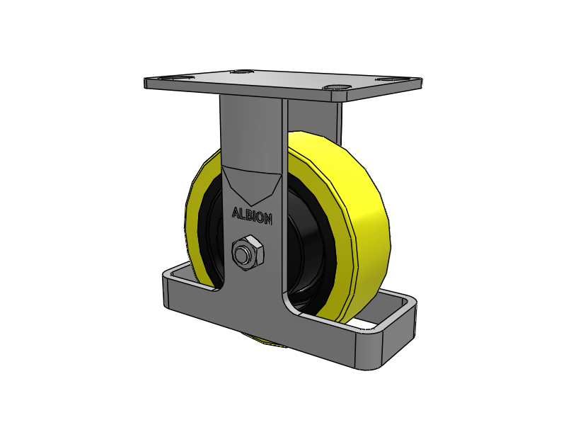 6"x2" USA Ergonomic Rigid Caster with HD PolyonIron Wheel, Toe Guard