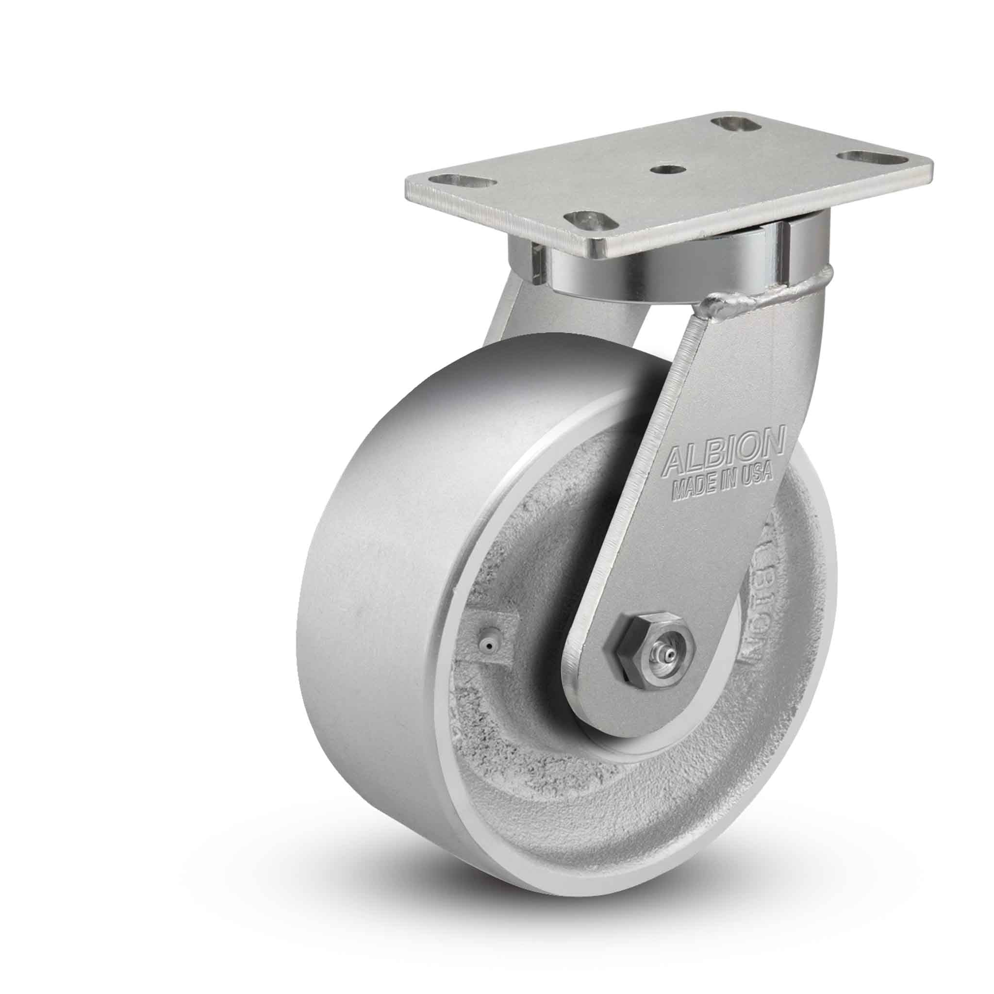 Set Of 3 Albion Swivel Casters With 3" Cast Iron Wheels & Top Plate - 200 Lbs Capacity Each