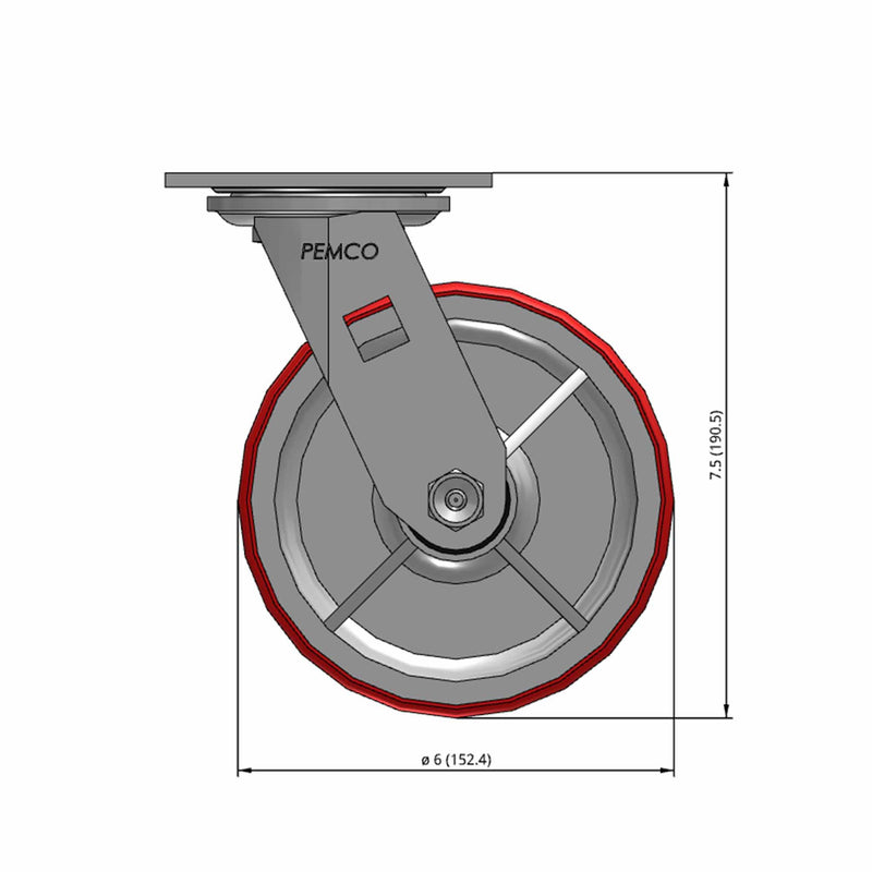 6"x2" Polyurethane-on-Iron Wheel Swivel Caster