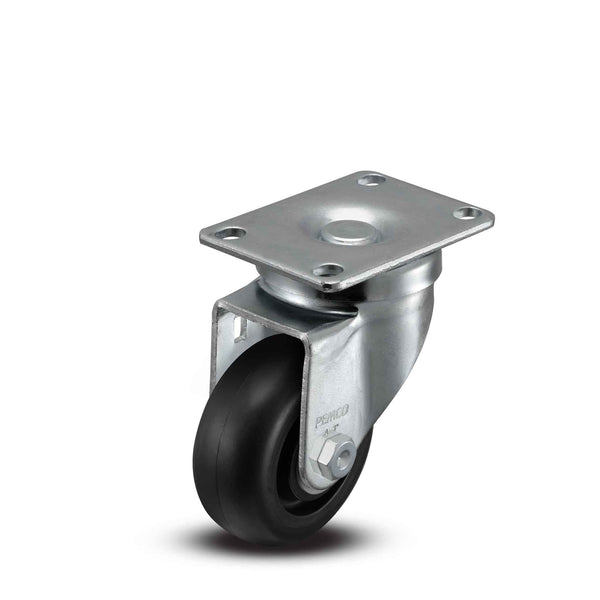 Main view of a Pemco Casters 3" x 1.25" wide wheel Swivel caster with 2-5/8" x 3-3/4" top plate, without a brake, Polypropylene wheel and 270 lb. capacity part# AS30P1POD