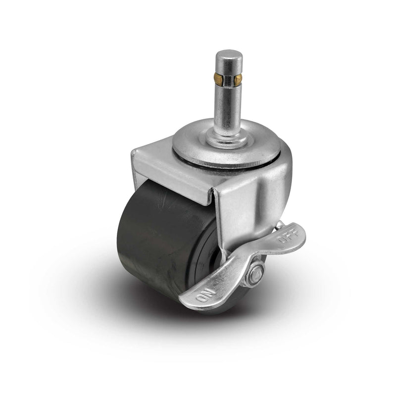 2" Low-Profile Polyolefin Locking Caster with 7/16"x1-3/8" Brass Band