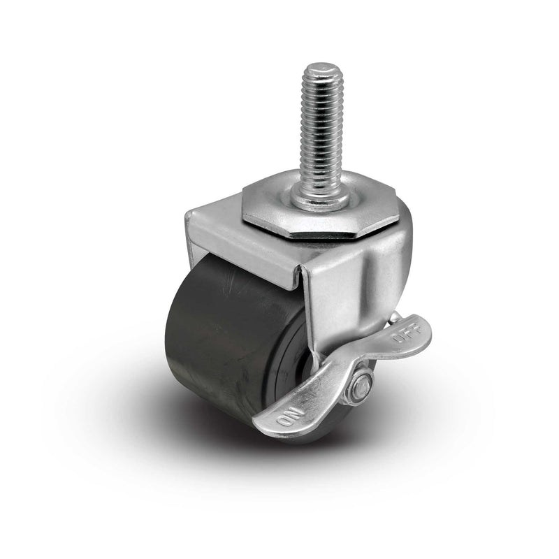 2" Low-Profile Polyolefin Locking Caster with 1/2"x1.5" Thread