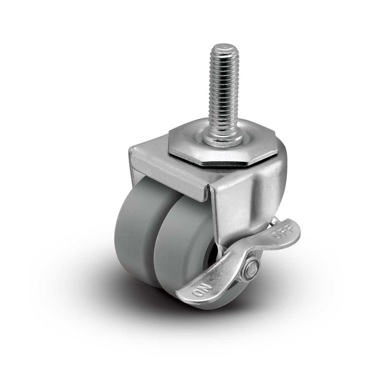 2" Low-Profile TPR Locking Caster with 1/2"x1.5" Thread
