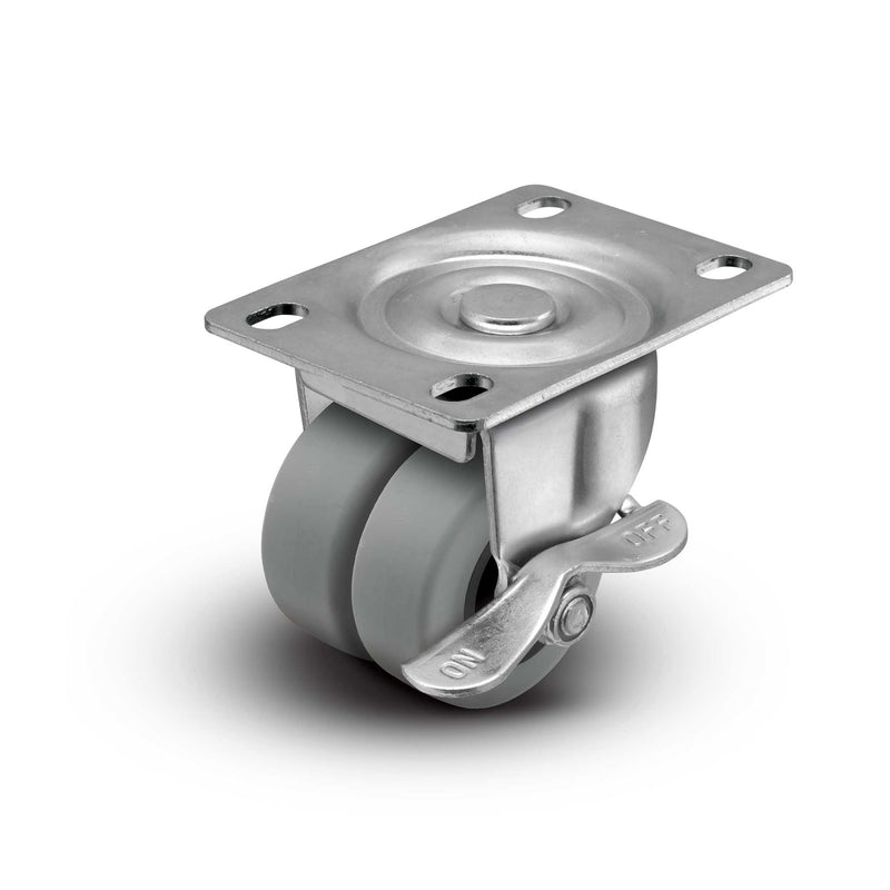 2" Low-Profile TPR Locking Caster with 2-5/8"x3-3/4" Plate
