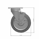 5"x1.25" Performa Delrin Bearing Side-Lock Caster with 2.5"x3.625" Plate