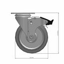 5"x1.25" Performa Delrin Bearing Caster with Total Lock and 2.5"x3.625" Plate