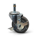 3"x 13/16" Swivel Caster with 7/16" Grip Ring, Brake, and Grey TPU Wheel