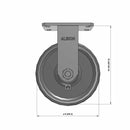 Kingpinless USA-rig 8"x3" Forged Steel Wheel Rigid Caster with 6.25"x4.5" Plate