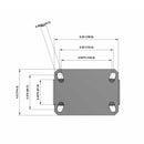 Kingpinless USA-rig 8"x3" Forged Steel Wheel Rigid Caster with 6.25"x4.5" Plate