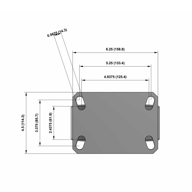 Kingpinless USA-rig 8"x3" Forged Steel Wheel Rigid Caster with 6.25"x4.5" Plate