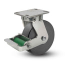 Kingpinless USA-rig 8"x3" Trionix Nylon Caster with Poly-Cam Brake and 6.25"x4.5" Plate