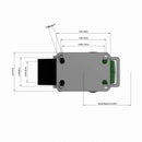 Kingpinless 6"x3" Green Poly-on-Iron Caster with Toe Guard, Top Lock, and 6.25"x4.5" Plate