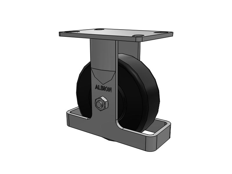 6"x2" USA Ergonomic Rigid Caster with HD Nylon Wheel, Toe Guard, and 6.25"x4.5" Plate