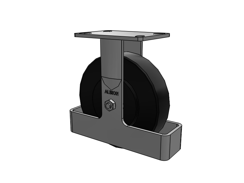8"x2" USA Ergonomic Rigid Caster (9.5" OAH) with HD Nylon Wheel, Toe Guard, and 6.25"x4.5" Plate