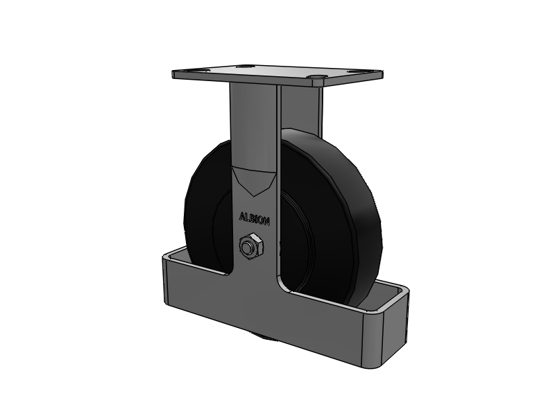 8"x2" USA Ergonomic Rigid Caster with HD Nylon Wheel, Toe Guard, and 6.25"x4.5" Plate