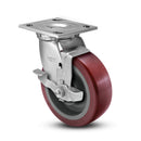 6"x2" USA HI-TECH Easy-Roll Polyurethane Swivel Caster w/ Brake | 1,100 lb