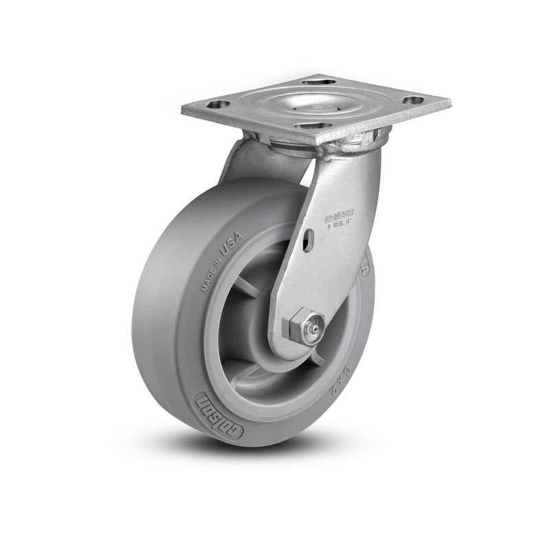 Colson 4 Series 6"x2" Performa Flat Tread Swivel Caster – Grey, 600 lb Capacity, 4"x4.5" Plate