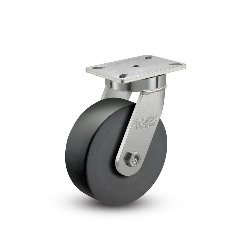 Kingpinless 6"x3" Trionix Nylon Caster with 7.25"x5.25" Plate