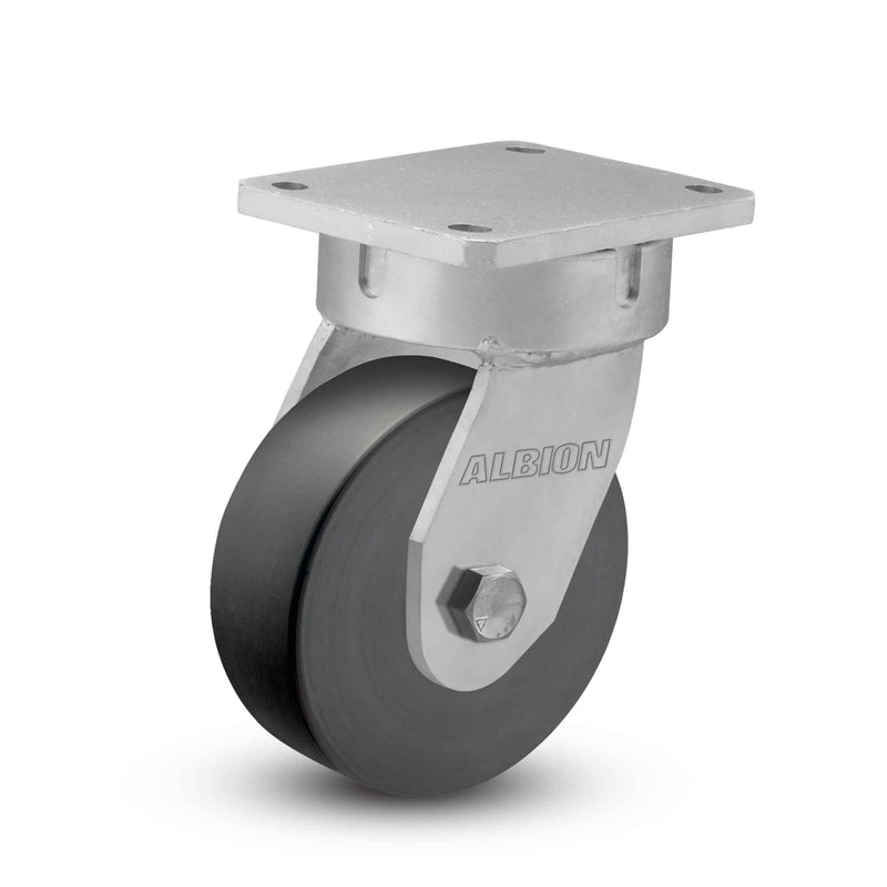 Kingpinless 8"x3" Trionix Nylon Caster with 7.5"x6.25" Plate