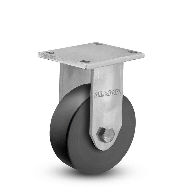 Kingpinless 6"x3" Trionix Nylon Rigid Caster with 7.5"x6.25" Plate