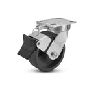 6"x2" Ergonomic Caster – USA Kingpinless Rig, Glass-Filled Polypropylene Wheel, Face Brake, Swivel Lock