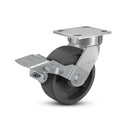 6"x2" Ergonomic Caster – USA Kingpinless Rig, Glass-Filled Polypropylene Wheel, Metal Face Brake