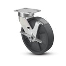 8"x2" Ergonomic Caster – USA Kingpinless Rig, Glass-Filled Polypropylene Wheel, Side Brake