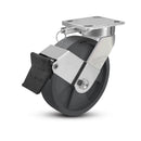 8"x2" Ergonomic Caster – USA Kingpinless Rig, Glass-Filled Polypropylene Wheel, Face Brake, Swivel Lock