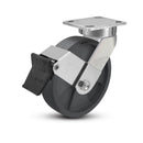 8"x2" Ergonomic Caster 9.5 OAH – USA Kingpinless Rig, Glass-Filled Polypropylene Wheel, Face Brake