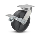 8"x2" Ergonomic Caster 9.5 OAH – USA Kingpinless Rig, Glass-Filled Polypropylene Wheel, Metal Face Brake