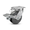 6"x2" Ergonomic Caster – USA Kingpinless Rig, Trionix Steel Replacement Wheel, Metal Face Brake, Swivel Lock