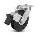 8"x2" Ergonomic Caster – USA Kingpinless Rig, Trionix Steel Replacement Wheel, Face Brake, Swivel Lock