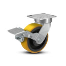 6"x2" Ergonomic Caster – USA Kingpinless Rig, Heavy-Duty Polyurethane Wheel, Metal Face Brake