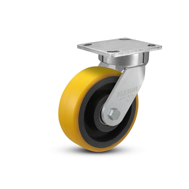 6"x2" Ergonomic Caster – USA Kingpinless Rig, Heavy-Duty Polyurethane Wheel