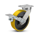 8"x2" Ergonomic Caster – USA Kingpinless Rig, Heavy-Duty Polyurethane Wheel, Metal Face Brake