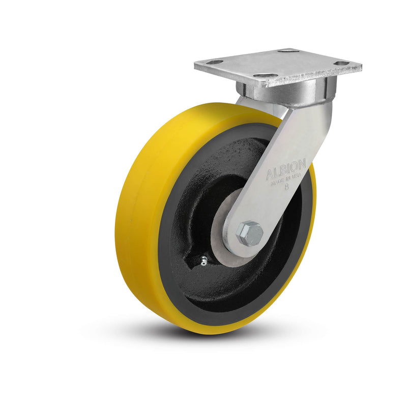 8"x2" Ergonomic Caster – USA Kingpinless Rig, Heavy-Duty Polyurethane Wheel