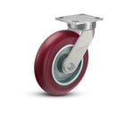 8"x2" Ergonomic Caster 9.5 OAH – USA Kingpinless Rig, MAX-Efficiency Maroon Poly Wheel