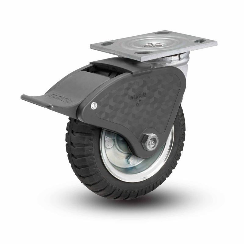 USA-Rig 8"x2" Never-Flat SZ Wheel Caster with Top Total Lock and 4"x4.5" Plate