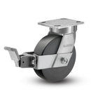 Kingpinless 5"x2" Trionix Nylon Caster with Face Brake and 4"x4.5" Plate