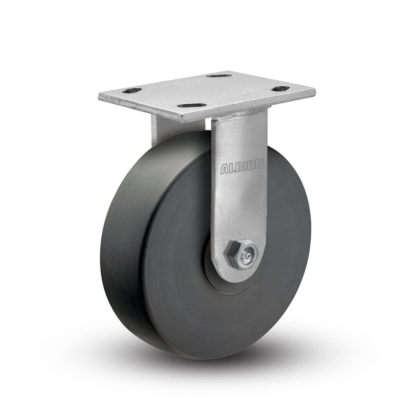 Kingpinless 6"x2" Trionix Nylon Rigid Caster with 4"x4.5" Plate