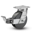 Kingpinless 6"x2" Trionix Nylon Caster with Face Brake and 4"x4.5" Plate