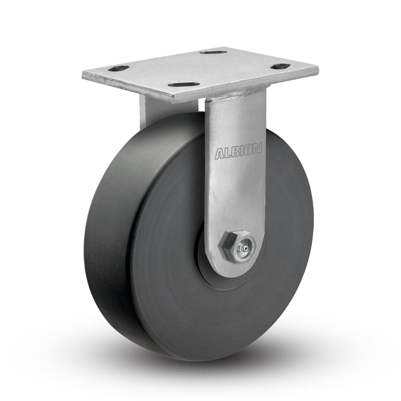 Kingpinless 8"x2" Trionix Nylon Rigid Caster with 4"x4.5" Plate