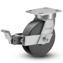 Kingpinless 8"x2" Trionix Nylon Caster with Face Brake and 4"x4.5" Plate