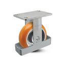 6"x2" USA Ergonomic Rigid Caster with MAX-Efficiency Orange Wheel, Toe Guard, and 6.25"x4.5" Plate