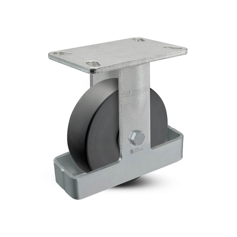 6"x2" USA Ergonomic Rigid Caster with HD Nylon Wheel, Toe Guard, and 6.25"x4.5" Plate