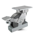 6"x2" USA Ergonomic Brake Caster with HD Nylon Wheel, Toe Guard, and 6.25"x4.5" Plate