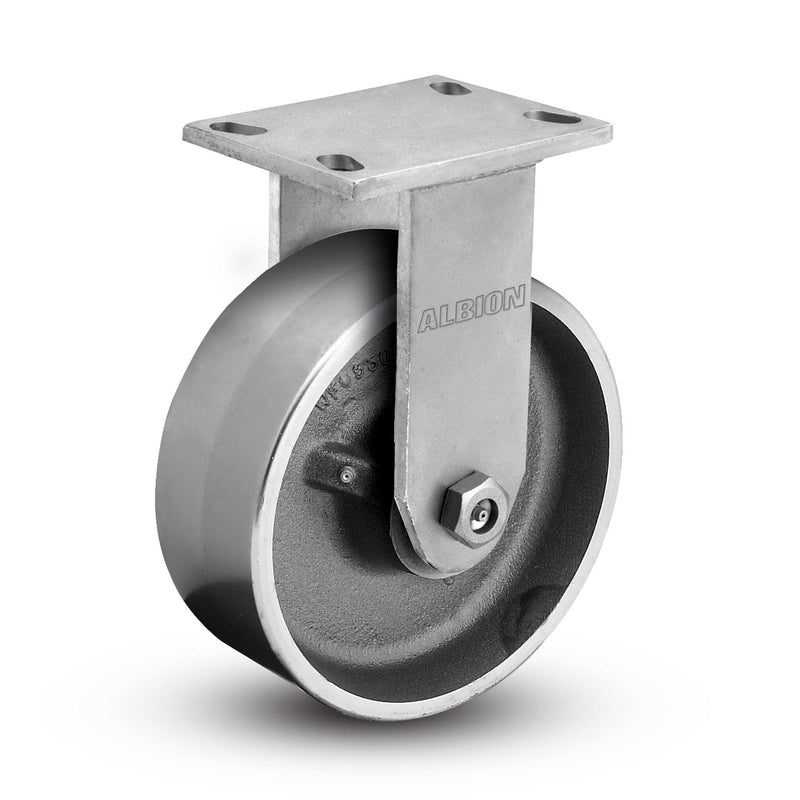 Kingpinless USA-rig 8"x3" Forged Steel Wheel Rigid Caster with 6.25"x4.5" Plate